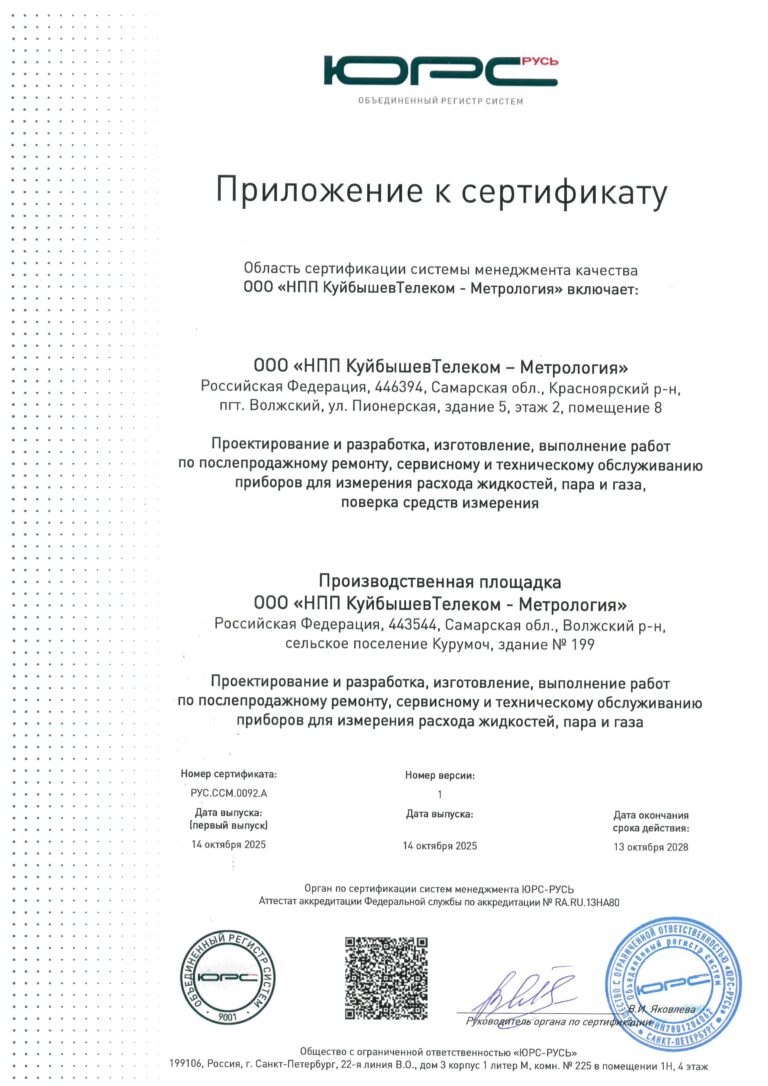 Сертификат «НПП КуйбышевТелеком-Метрология» - фото 3